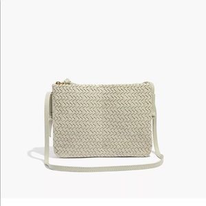 madewell the knotted crossbody bag in woven leather ashen sage